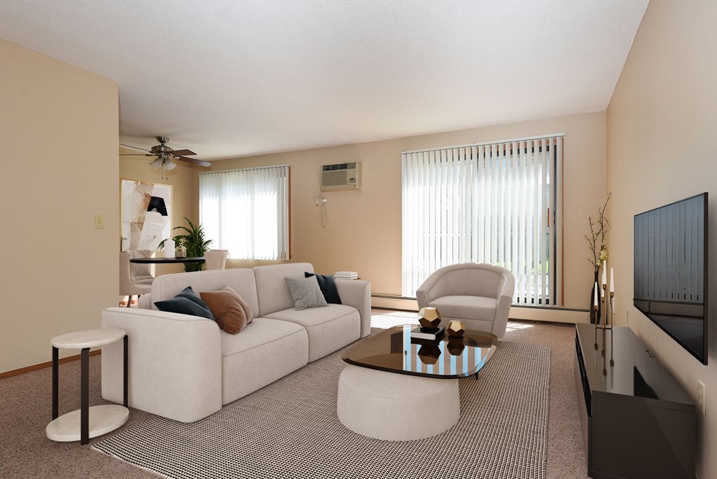 St Louis Park, MN Edge of Uptown Apartments | Furnished Living Room