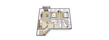 Stonebridge Apartments in Fargo, ND | Two Bedroom Floor Plan 21A