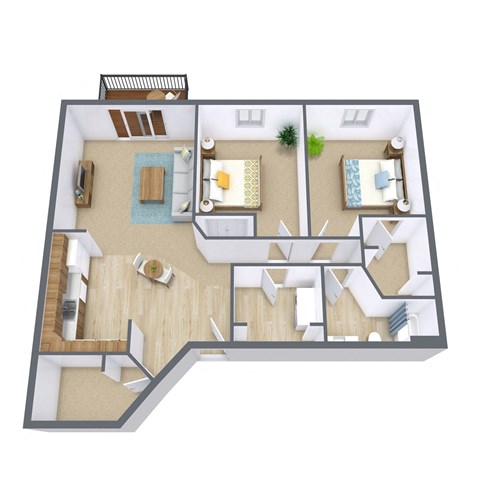 Stonebridge Apartments in Fargo, ND | Two Bedroom Floor Plan 21I