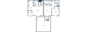 Stony Brook Townhomes in Omaha, NE | Two Bedroom Floor Plan 22B