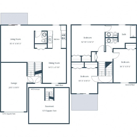 1973 Square-Feet Three Bedroom - Plan 32B Floor Plan at Stony Brook, Nebraska