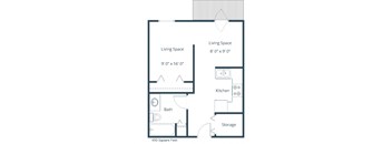 Fairview Apartments in Bismarck, ND | Efficiency Floor Plan 01A