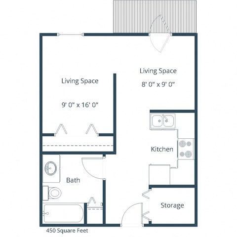 Fairview Apartments in Bismarck, ND | Efficiency Floor Plan 01A