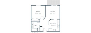 Fairview Apartments in Bismarck, ND | One Bedroom Floor Plan 11A