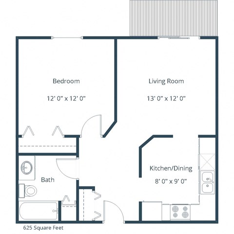 Fairview Apartments in Bismarck, ND | One Bedroom Floor Plan 11A