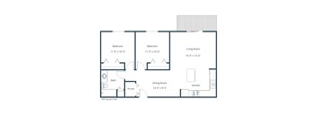 Fairview Apartments in Bismarck, ND | Two Bedroom Floor Plan 21B