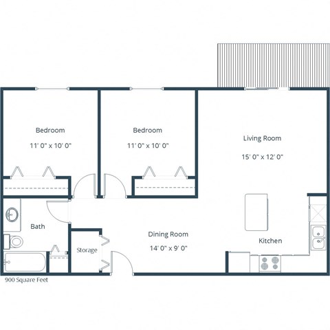 Fairview Apartments in Bismarck, ND | Two Bedroom Floor Plan 21B