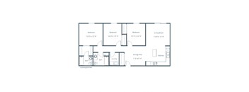 Fairview Apartments in Bismarck, ND | Three Bedroom Floor Plan 32B