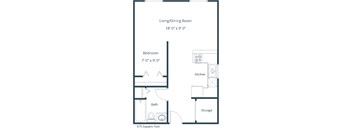 Pebble Creek Apartments in Bismarck, ND | Efficiency Floor Plan 01A