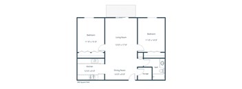 Pebble Creek Apartments in Bismarck, ND | Two Bedroom Floor Plan 21A
