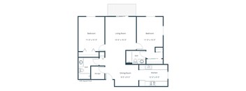 Pebble Creek Apartments in Bismarck, ND | Two Bedroom Floor Plan 22A