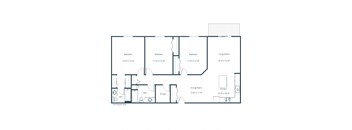 Pebble Creek Apartments in Bismarck, ND | Three Bedroom Floor Plan 32A