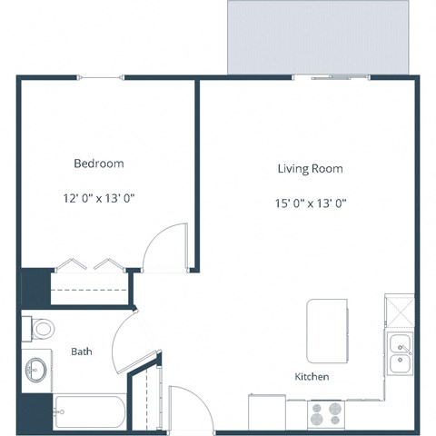 One-Bedroom Unit at Sunset Ridge Apartments in Bismarck, ND
