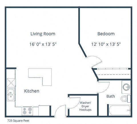 One-Bedroom Floor Plan at Sunset Ridge Apartments in Bismarck, ND