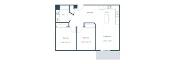 Two-Bedroom Layout at Sunset Ridge Apartments in Bismarck, ND