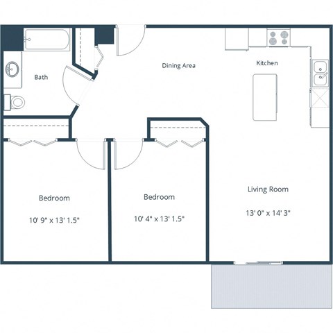 Two-Bedroom Layout at Sunset Ridge Apartments in Bismarck, ND