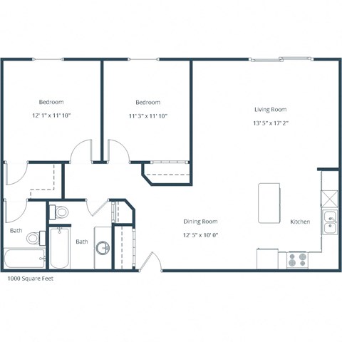 Two-Bedroom Unit at Sunset Ridge Apartments in Bismarck, ND