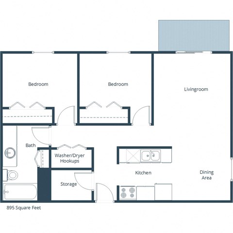 Fieldstone Apartments | Two Bedroom Floor Plan 21a