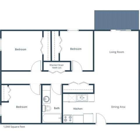 Fieldstone Apartments | Three Bedroom Floor Plan 31a