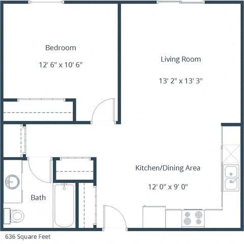 Westside Apartments | One Bedroom Floor Plan 11A