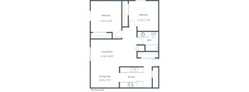 Westside Apartments | Two Bedroom Floor Plan 21A