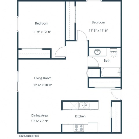 Westside Apartments | Two Bedroom Floor Plan 21A