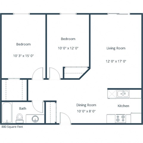 Westside Apartments | Two Bedroom Floor Plan 21B