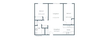 Westside Apartments | Two Bedroom Floor Plan 21C