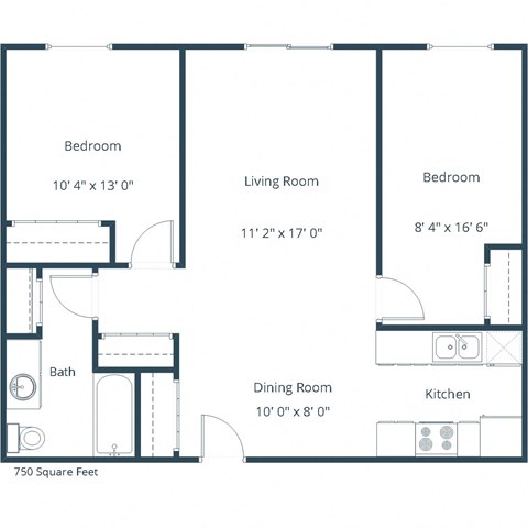 Westside Apartments | Two Bedroom Floor Plan 21C