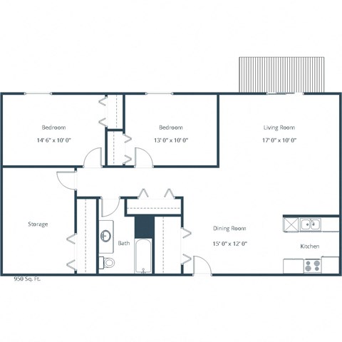 Westside Apartments | Two Bedroom Floor Plan 21D