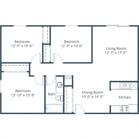 Westside Apartments | Three Bedroom Floor Plan 31A
