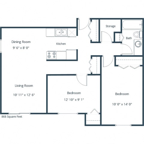 Westwood Estates Apartments in Fargo, ND | Two Bedroom Floor Plan 21B