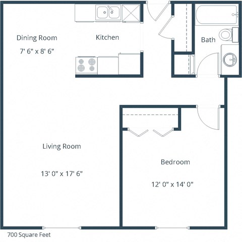 Dakota Manor Apartments | One Bedroom Floor Plan