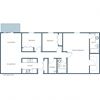 France Apartments | Three Bedroom Two Bath Floor Plan France Apartments | Three Bedroom Two Bath Floor Plan