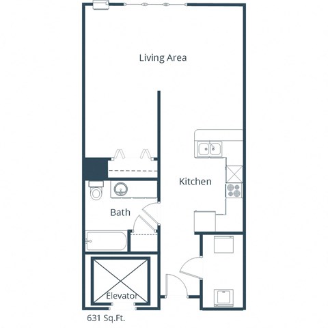 Urban Plains Apartments in Fargo, ND | Efficiency Floor Plan 01D