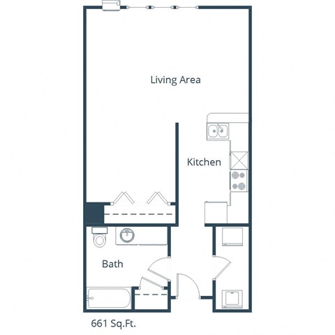 Urban Plains Apartments in Fargo, ND | Efficiency Floor Plan 01E
