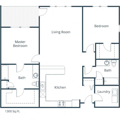 Urban Plains Apartments in Fargo, ND | Two Bedroom Floor Plan 22C