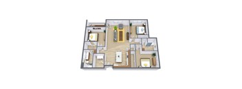 Urban Plains Apartments in Fargo, ND | Three Bedroom Floor Plan 32A