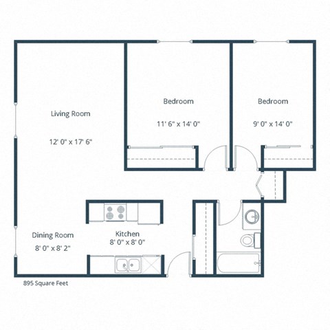 Country Club Apartments | Two Bedroom Floor Plan A