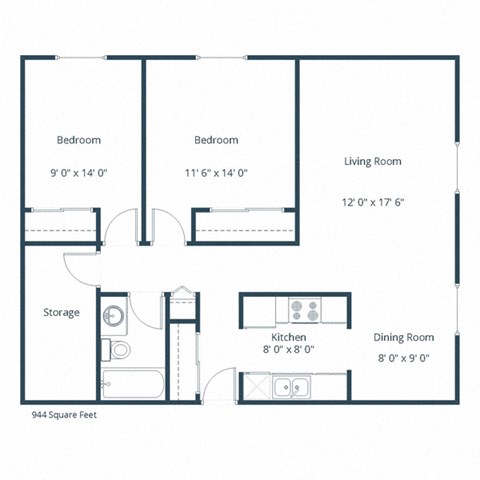Country Club Apartments | Two Bedroom Floor Plan B