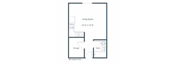 Pacific Park II Apartments in Fargo, ND | Efficiency Floor Plan 01B