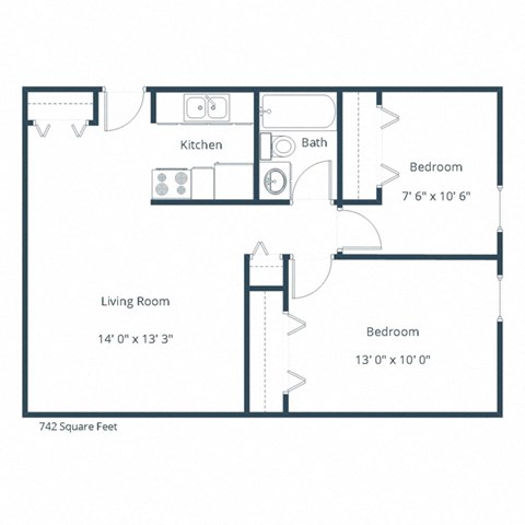 Pacific Park II Apartments in Fargo, ND | Two Bedroom Floor Plan 21B