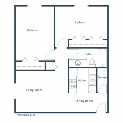 Pacific Park II Apartments in Fargo, ND | Two Bedroom Floor Plan 21D
