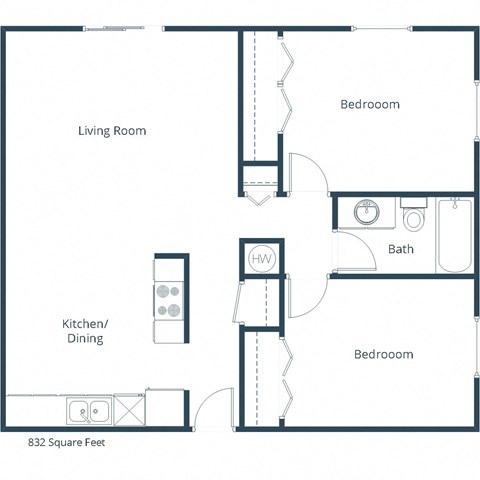 West Oak Apartments in Fargo, ND | Two Bedroom Floor Plan 21A