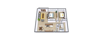 Windsor Apartments in Fargo, ND | Two Bedroom Floor Plan 21B