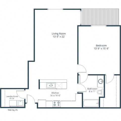 West Lake Apartments in West Fargo, ND | One Bedroom Floor Plan 11B