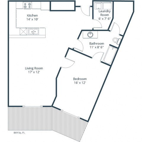 West Lake Apartments in West Fargo, ND | One Bedroom Floor Plan 11C