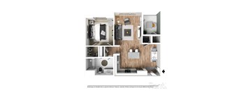 FP A1 with furniture at Westbury Apartments, Rancho Cucamonga, 91739