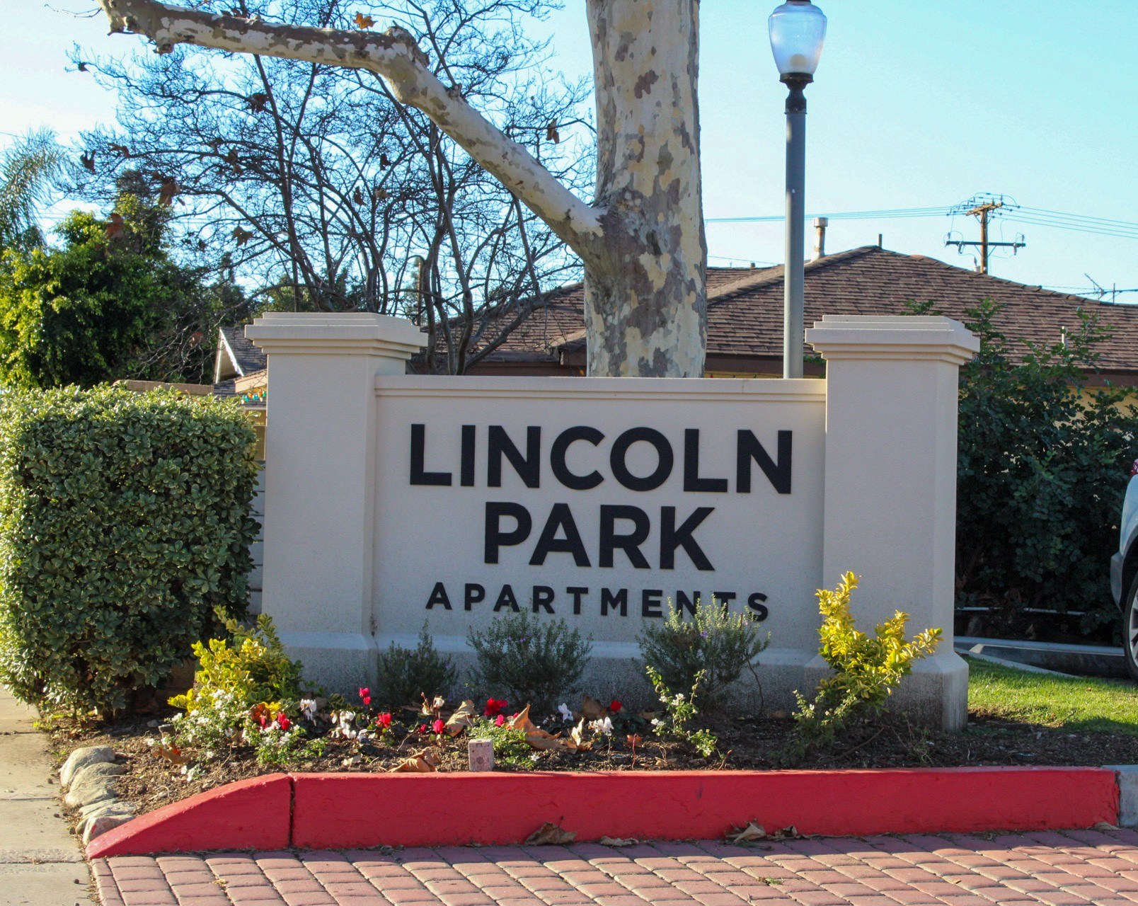 Property Sign at Lincoln Park Apartments, Corona California