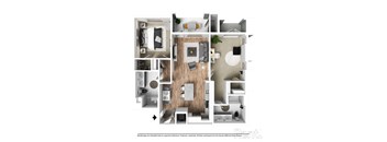 Plan B2C with furniture at Westbury Apartments, Rancho Cucamonga, CA